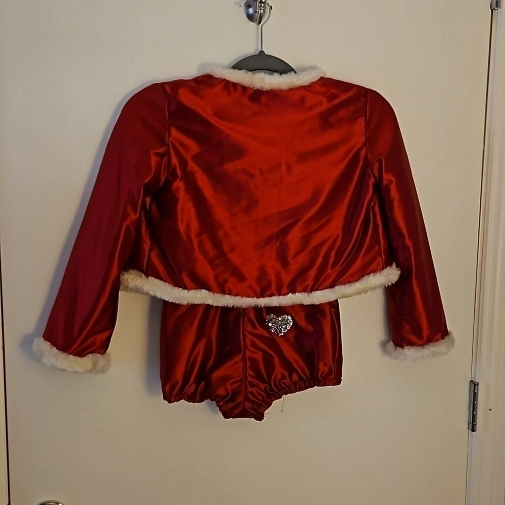 VTG 1960s HANDMADE Red Satin Rhinestone Faux Fur Christmas Portrait Outfit